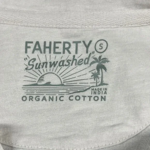 Faherty Shirt Womens Small Sunwashed Polo Mountain Sun Striped Organic Cotton - Picture 2 of 5